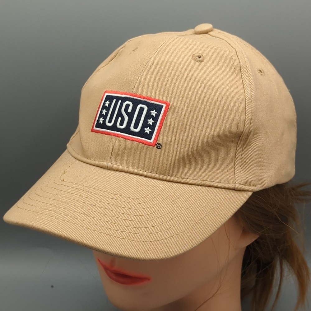 USO Support Our Heroes Baseball Cap Hat Ball Tan United Service Organization